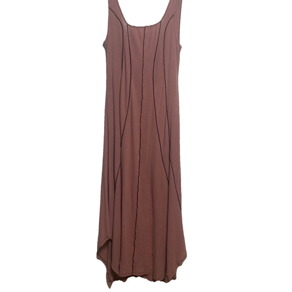 Free People FP Beach Linen Blend Exposed Seems Maxi Summer Dress Mauve Sz‎ Large